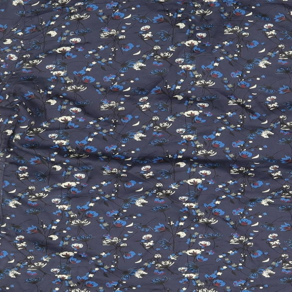 NINES Collection Womens Blue Floral  Basic Button-Up Size S
