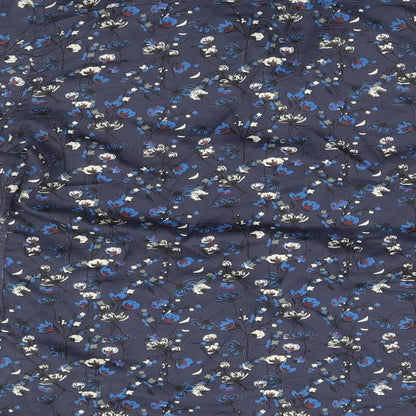 NINES Collection Womens Blue Floral  Basic Button-Up Size S