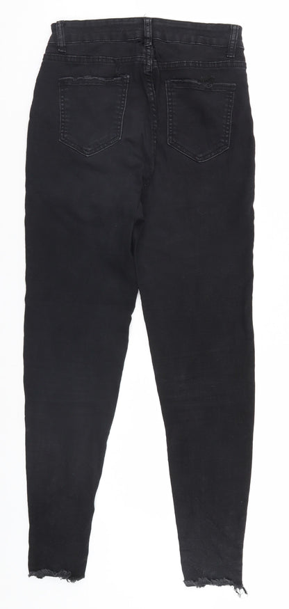 Womens UK Size 10 Preworn Regular Fit Straight Black Jeans