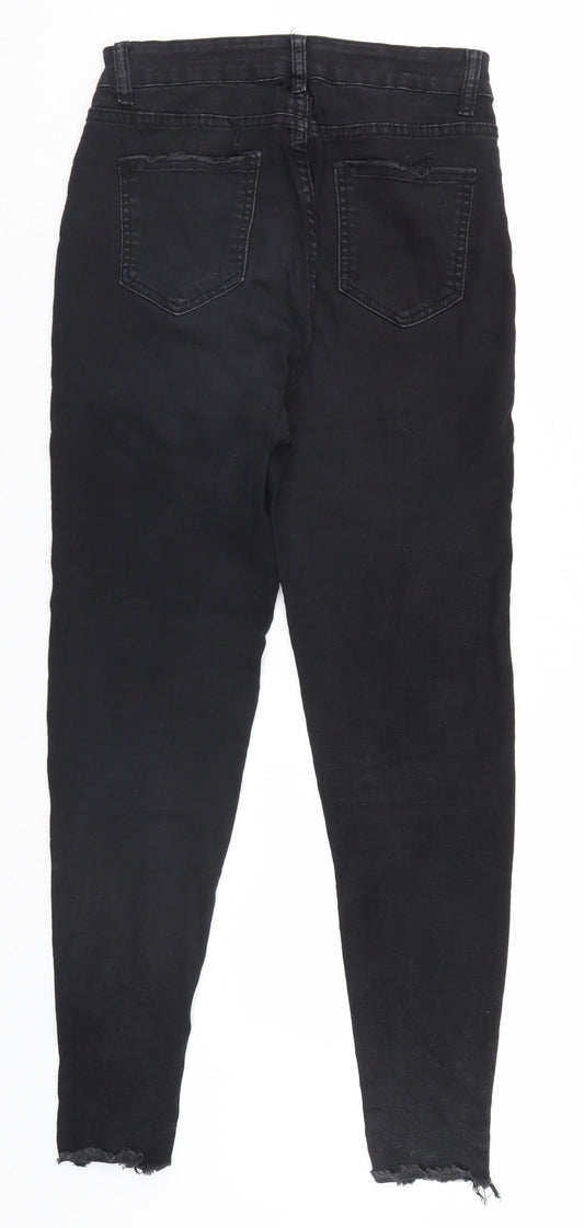 Womens UK Size 10 Preworn Regular Fit Straight Black Jeans