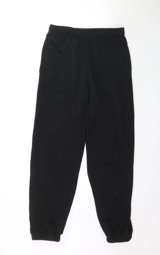 Womens UK Size S Preworn Regular Fit Jogger Black Trousers