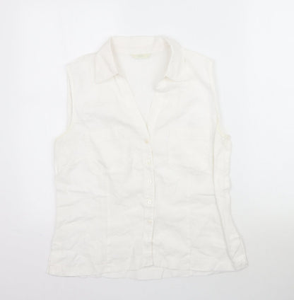 Womens UK Size L Marks and Spencer White Basic Button-Up