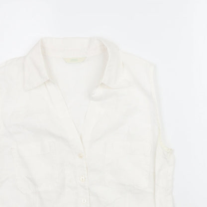 Womens UK Size L Marks and Spencer White Basic Button-Up