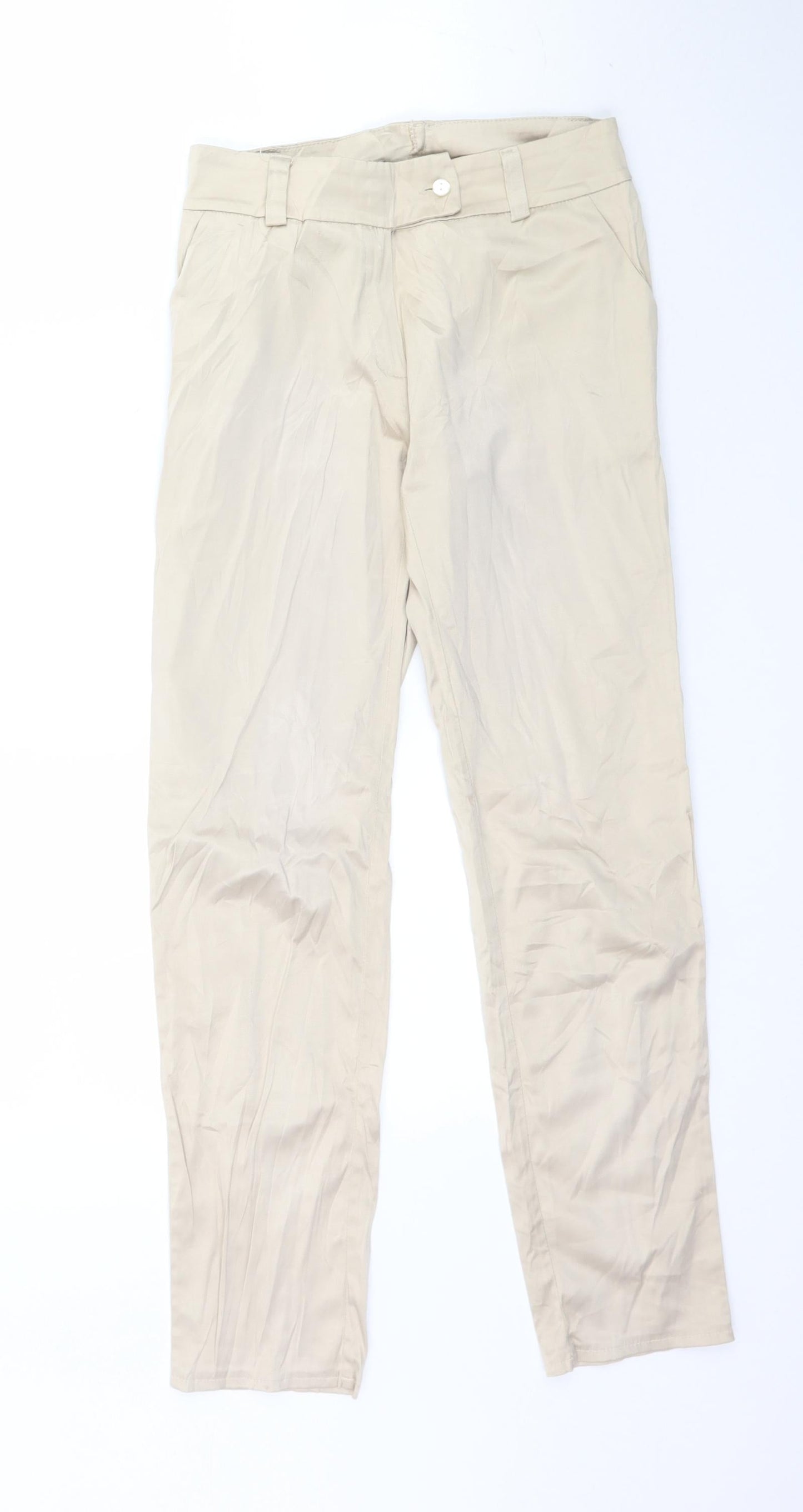 Womens UK Size XS Preworn Regular Fit  Beige Trousers