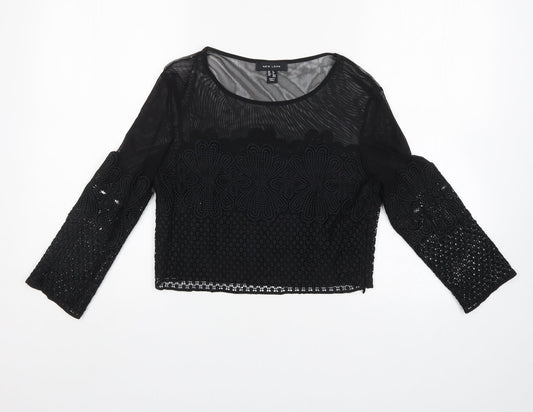 Womens UK Size 8 New Look Black Basic Blouse