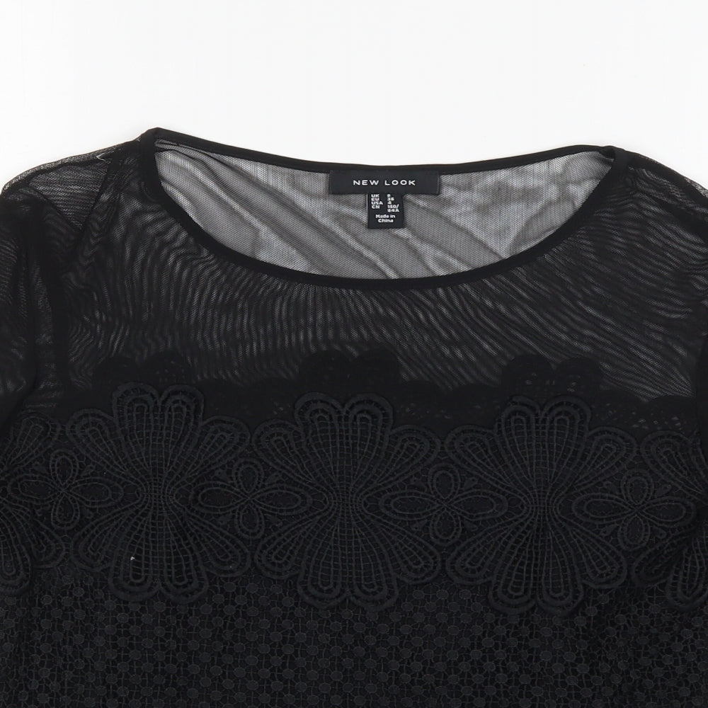 Womens UK Size 8 New Look Black Basic Blouse
