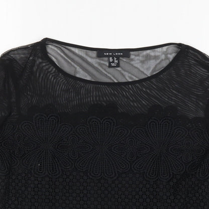 Womens UK Size 8 New Look Black Basic Blouse