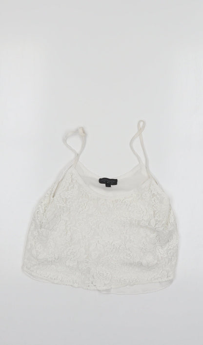 Top Shop Womens White Floral  Basic Blouse Size 6