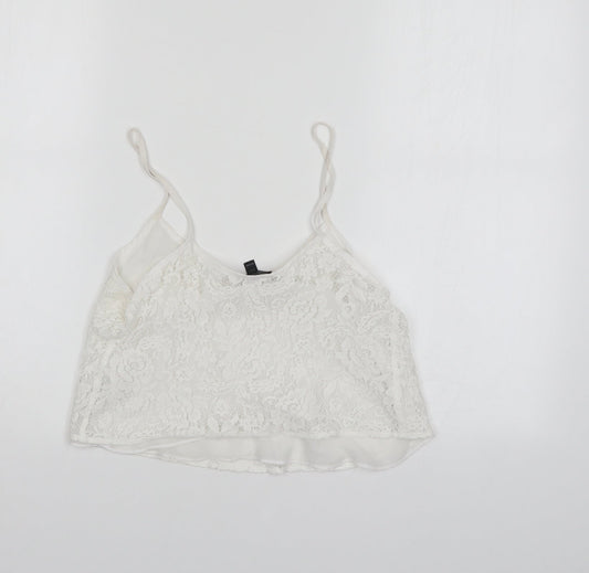 Top Shop Womens White Floral  Basic Blouse Size 6