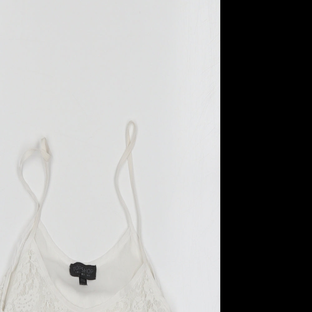 Top Shop Womens White Floral  Basic Blouse Size 6