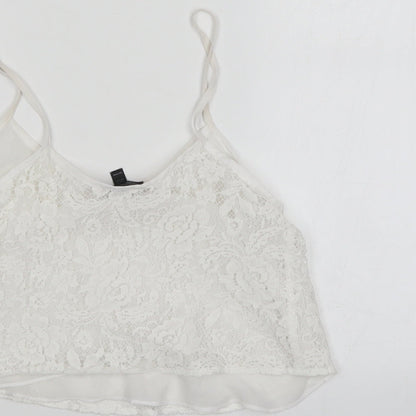 Top Shop Womens White Floral  Basic Blouse Size 6