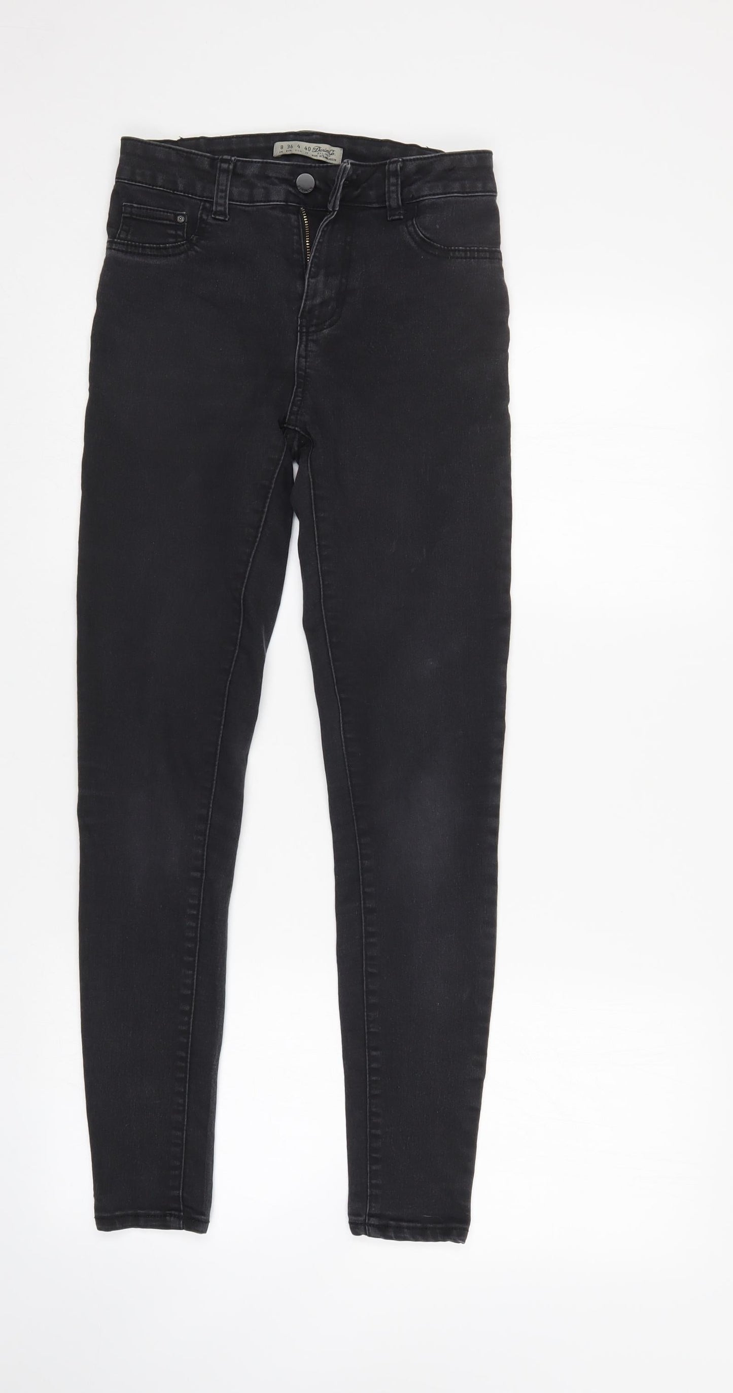 Denim & Co. Womens Black  Denim Tapered Jeans Size 8 L28 in