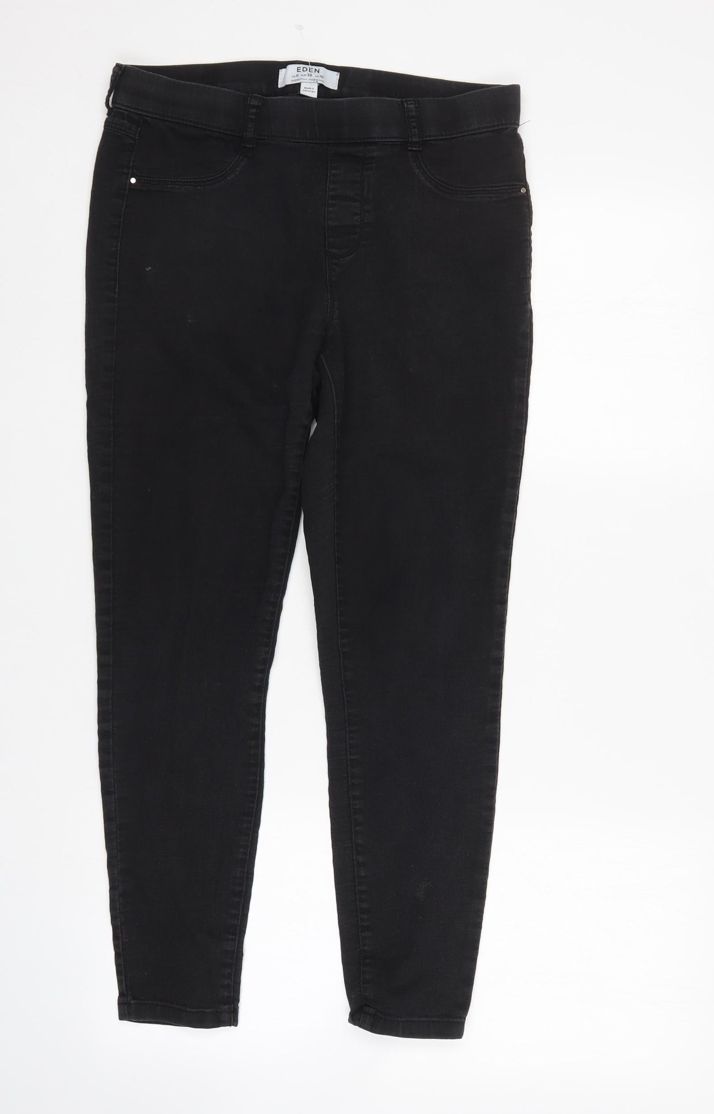 Dorothy Perkins Womens Black  Denim Tapered Jeans Size 10 L25 in