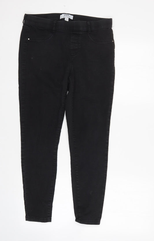 Dorothy Perkins Womens Black  Denim Tapered Jeans Size 10 L25 in