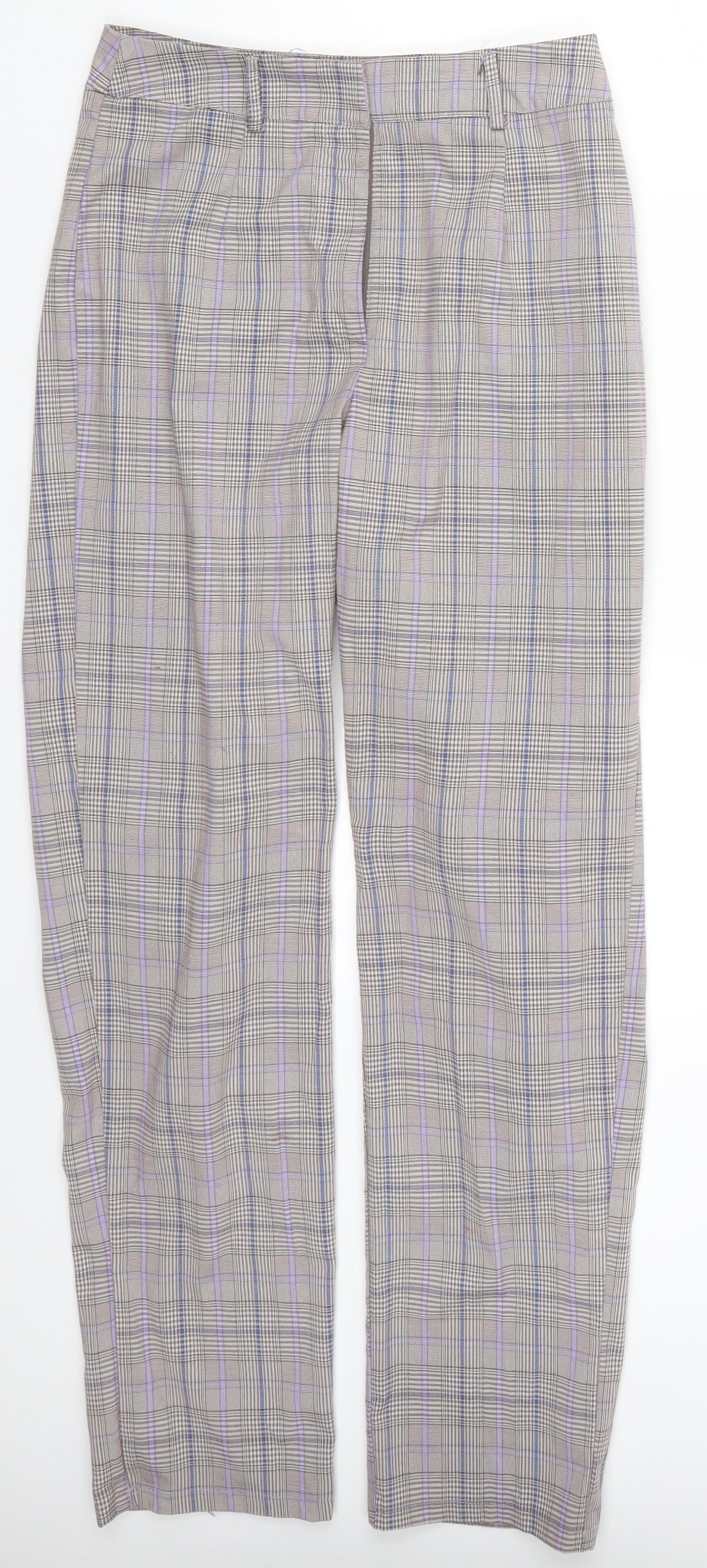 Nasty Gal Womens Purple Check  Trousers  Size 6 L28 in