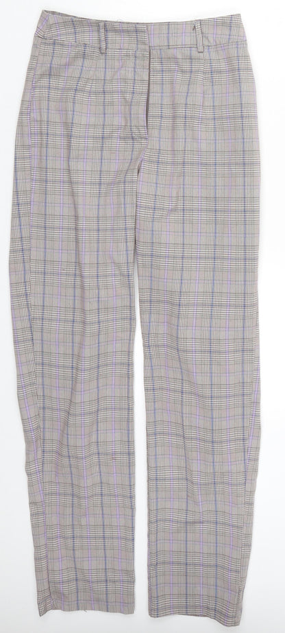 Nasty Gal Womens Purple Check  Trousers  Size 6 L28 in