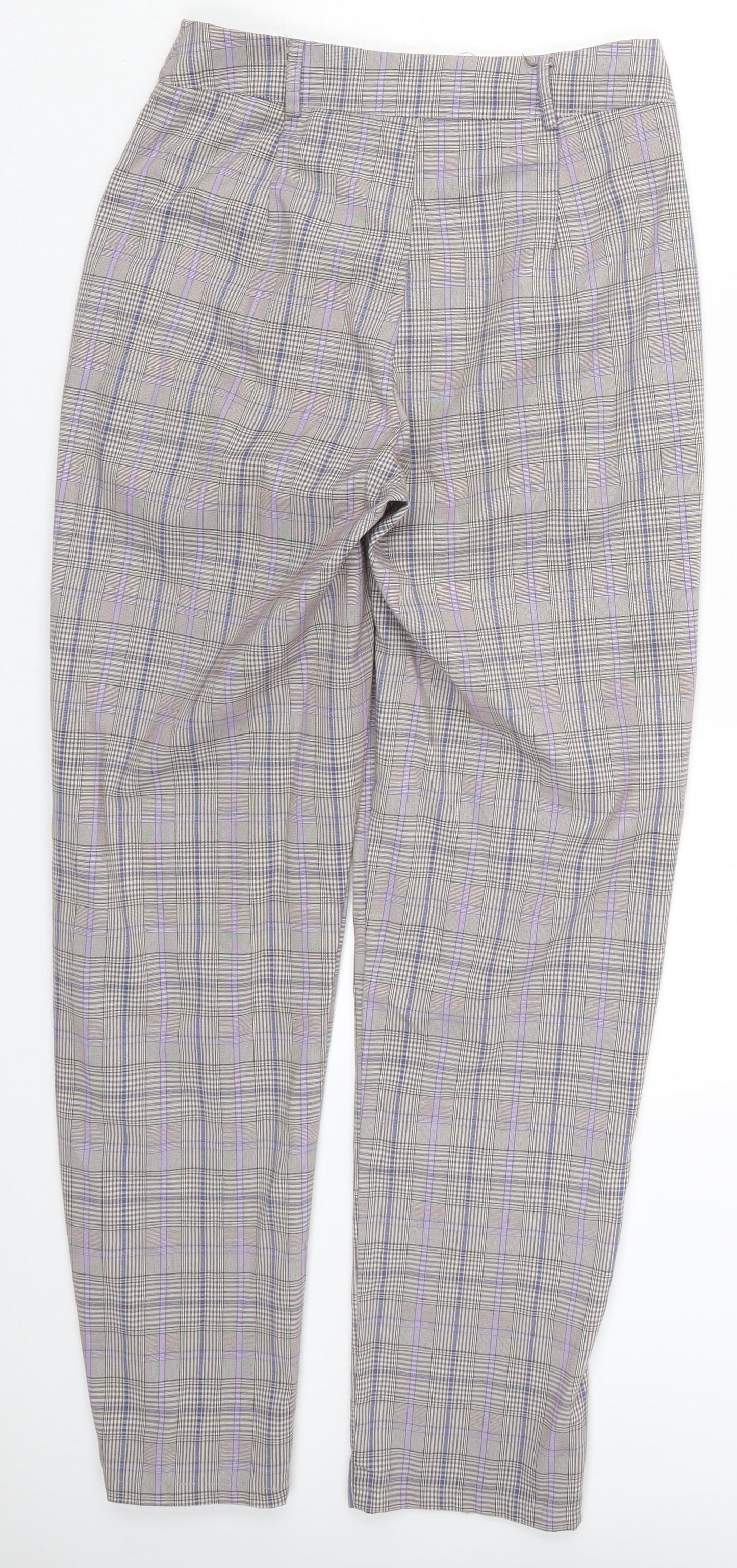 Nasty Gal Womens Purple Check  Trousers  Size 6 L28 in