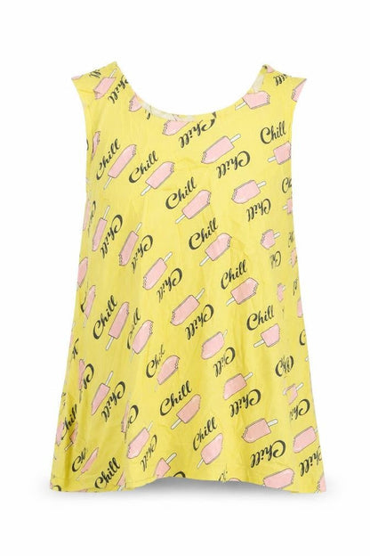 M&Co Girls Yellow Geometric  Basic Tank Size 11-12 Years