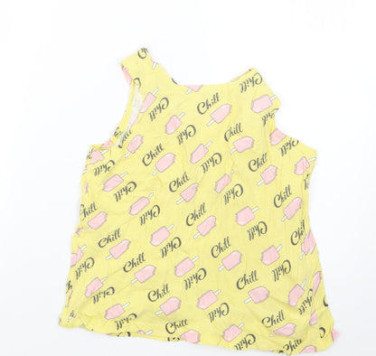 M&Co Girls Yellow Geometric  Basic Tank Size 11-12 Years