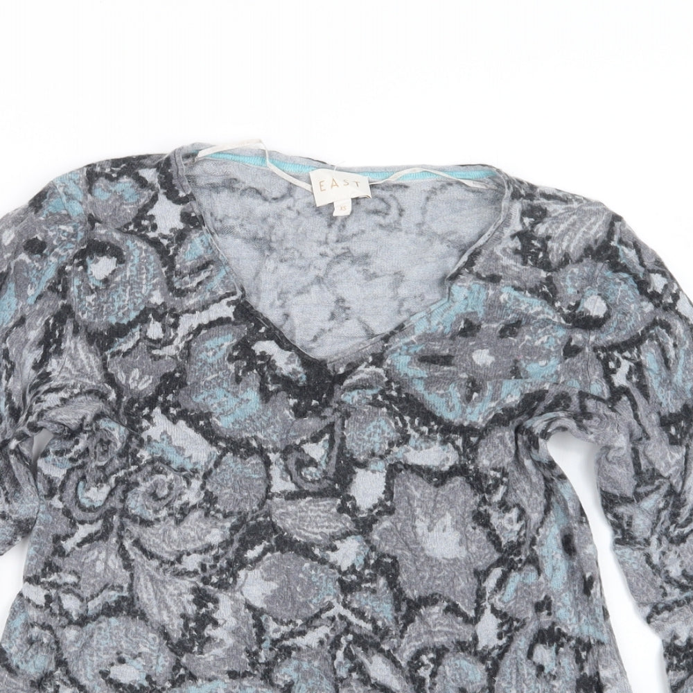 EAST Womens Grey Geometric  Pullover Jumper Size XS