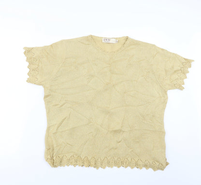 EWM Womens Gold  Knit Pullover Jumper Size 18