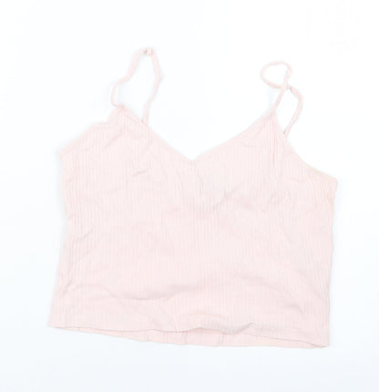 Womens UK Size 14 Topshop Pink Cropped T-Shirt