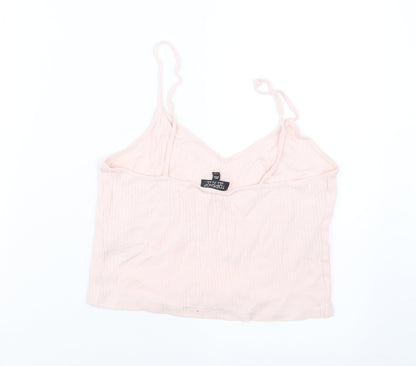 Womens UK Size 14 Topshop Pink Cropped T-Shirt