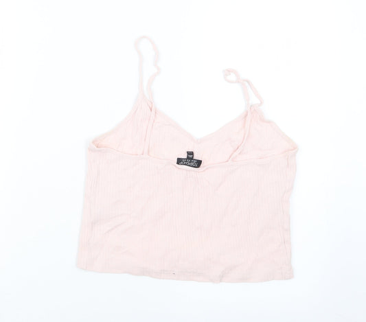 Womens UK Size 14 Topshop Pink Cropped T-Shirt