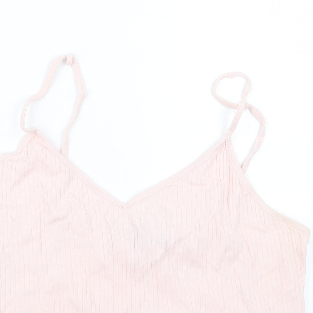 Womens UK Size 14 Topshop Pink Cropped T-Shirt