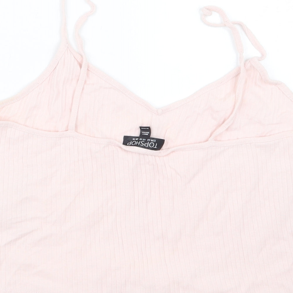 Womens UK Size 14 Topshop Pink Cropped T-Shirt