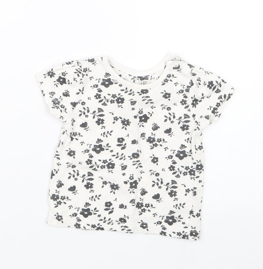 Nutmeg Girls Black Geometric  Basic T-Shirt Size 3-6 Months