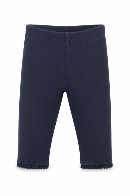 Front view of Next girls’ blue capri trousers, size 6-9, months
