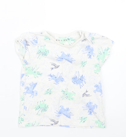 Nutmeg Girls Blue Geometric  Basic T-Shirt Size 6-9 Months  - Unicorn