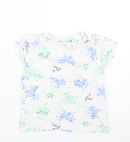 Nutmeg Girls Blue Geometric  Basic T-Shirt Size 6-9 Months  - Unicorn