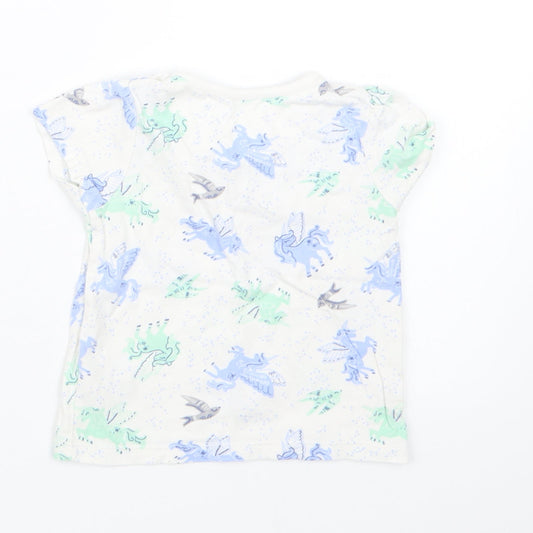 Nutmeg Girls Blue Geometric  Basic T-Shirt Size 6-9 Months  - Unicorn