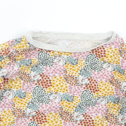 Matalan Girls Pink Floral  Basic T-Shirt Size 12-18 Months  - Unicorn