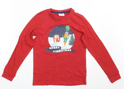 Lilly & Dan Girls Red   Top Pyjama Top Size 9-10 Years  - Seasonal Christmas Festive Holiday