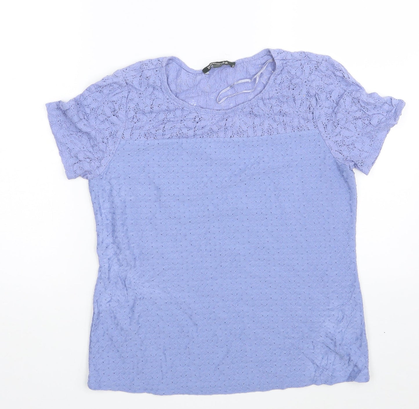 Womens UK Size 10 Bonmarché Blue Basic T-Shirt
