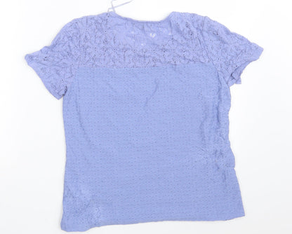 Womens UK Size 10 Bonmarché Blue Basic T-Shirt