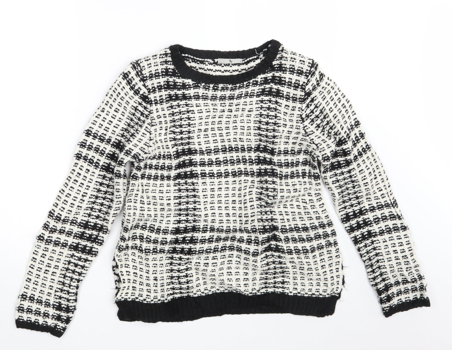 TU Womens White Check  Pullover Jumper Size 14