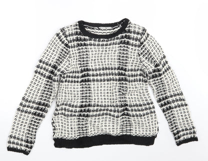 TU Womens White Check  Pullover Jumper Size 14