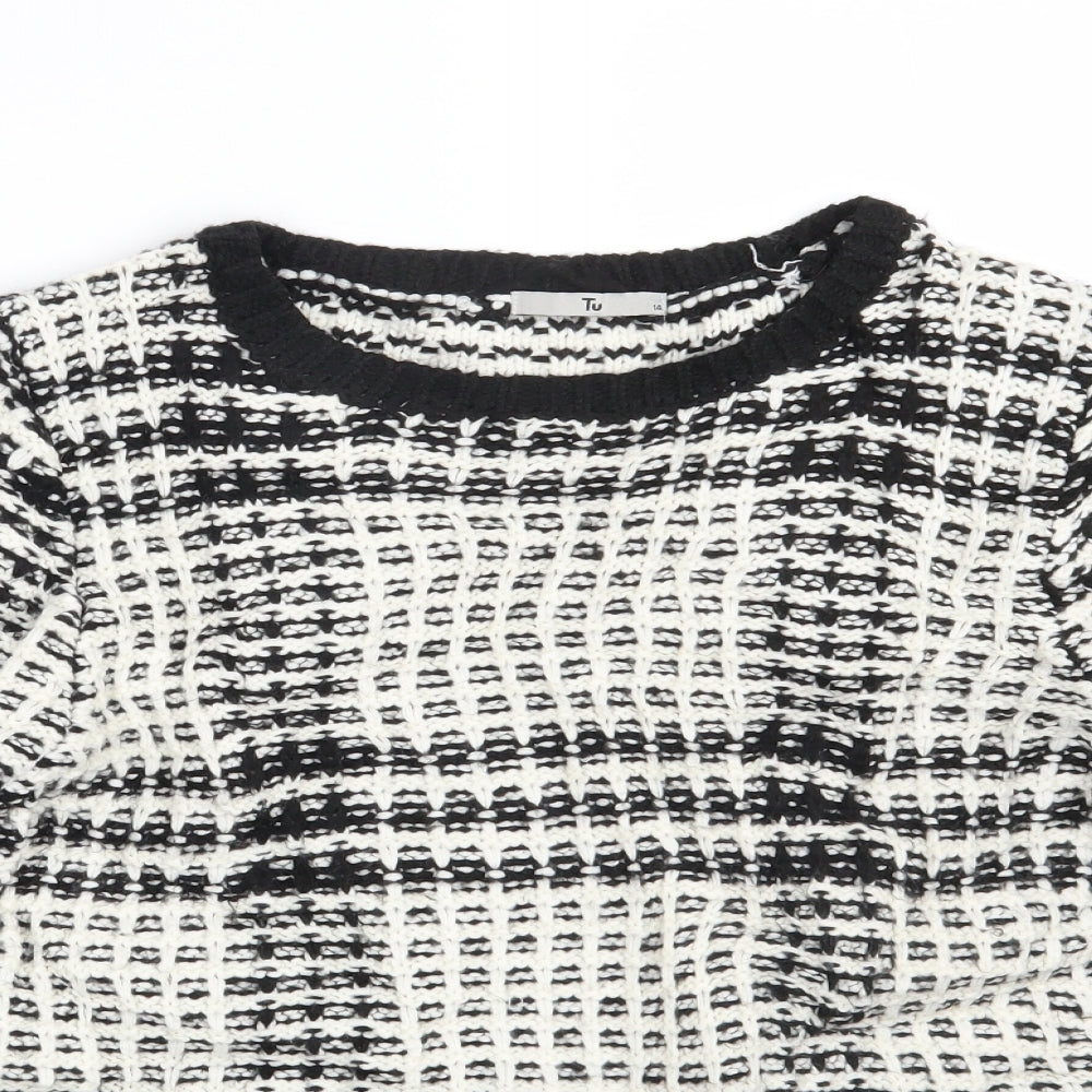 TU Womens White Check  Pullover Jumper Size 14