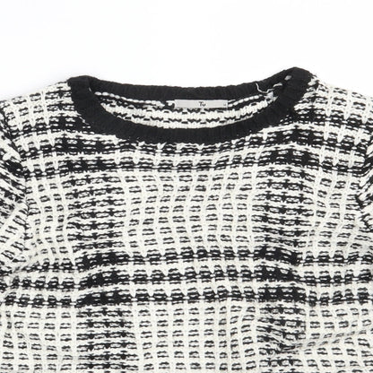 TU Womens White Check  Pullover Jumper Size 14