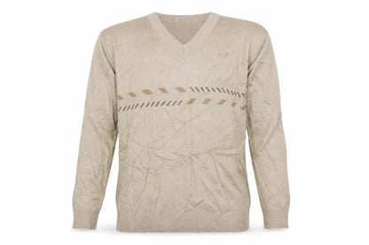 Berringer Mens Beige Geometric  Pullover Jumper Size XL