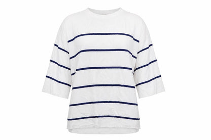 Tu Womens White Striped  Pullover Sweatshirt Size 10