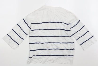 Tu Womens White Striped  Pullover Sweatshirt Size 10