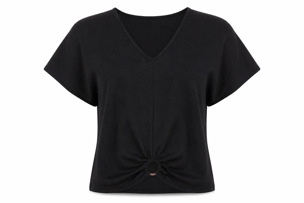Front view of Papaya women’s black pullover sweatshirt, size UK 12