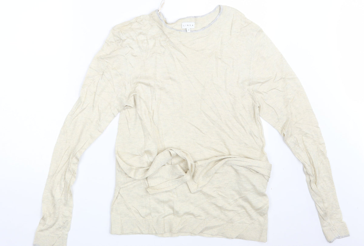 Additional front view of Linea women’s beige pullover sweatshirt, size UK 14