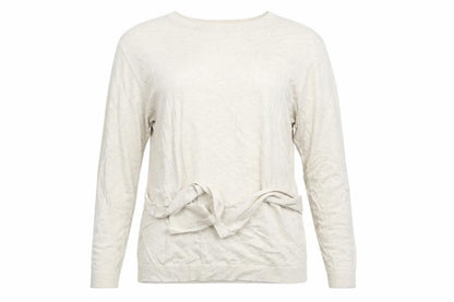 Front view of Linea women’s beige pullover sweatshirt, size UK 14