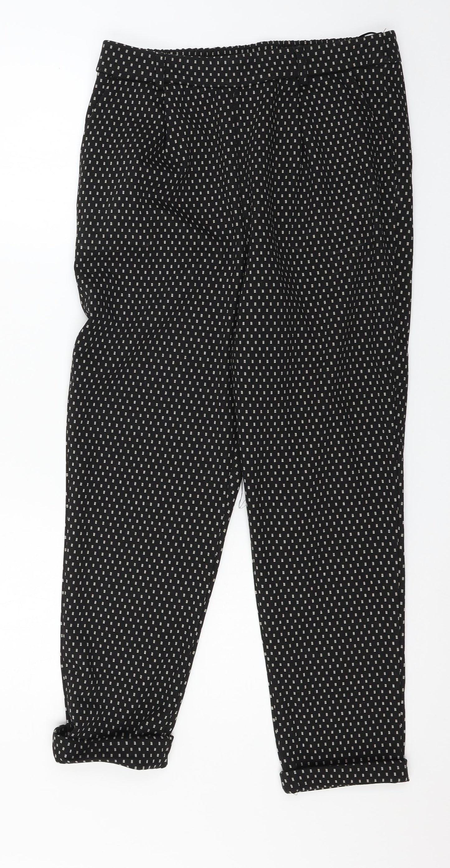 F&F Womens Black Check  Trousers  Size 14 L25 in